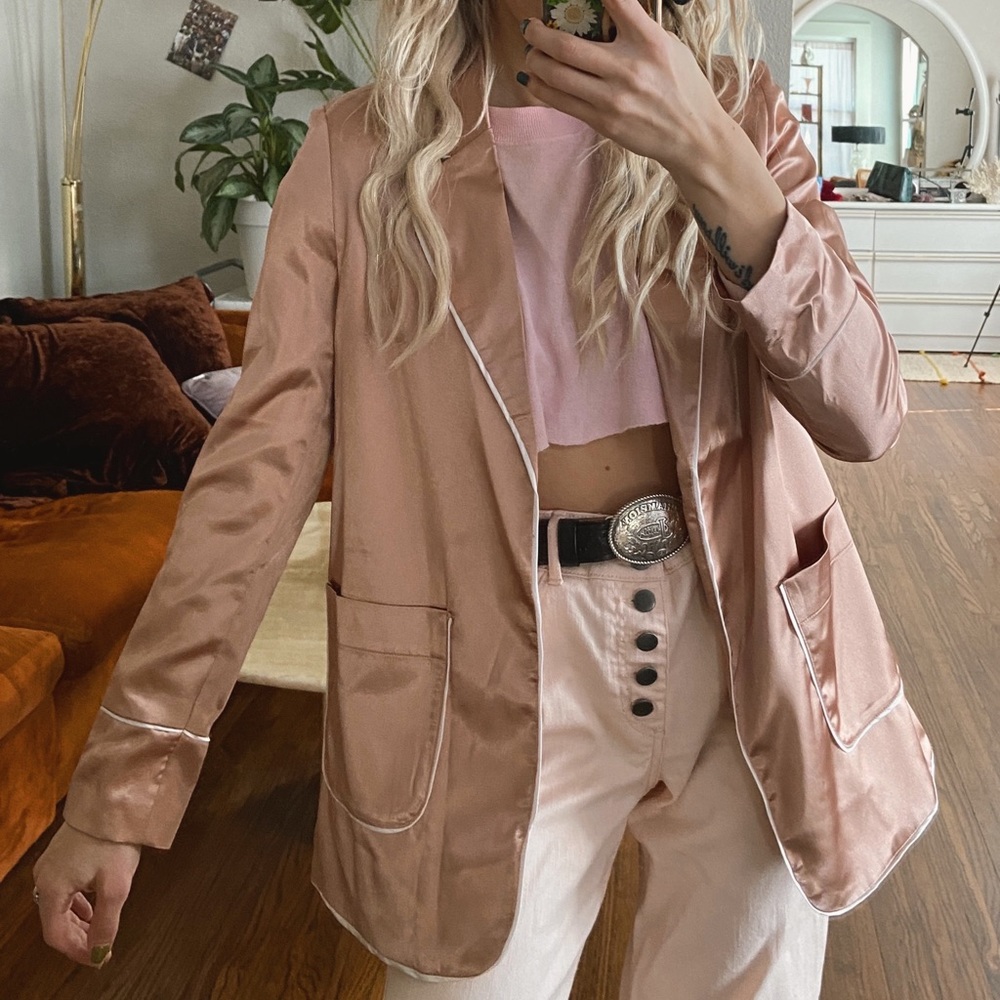 shiny rose gold blazer
